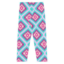 Load image into Gallery viewer, Aztec Multi - Pink &amp; Turquoise Toddler/Kid&#39;s Leggings
