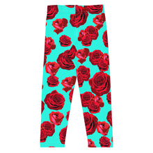 Load image into Gallery viewer, Rose - Turquoise Kid&#39;s Leggings
