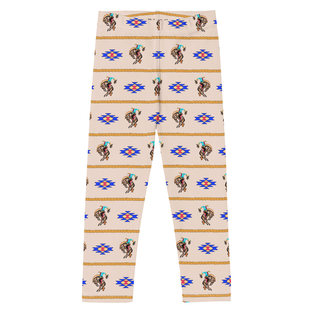 Cowboy Bronc Rider Aztec - Tan Kid's Leggings