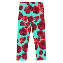 Load image into Gallery viewer, Rose - Turquoise Kid&#39;s Leggings
