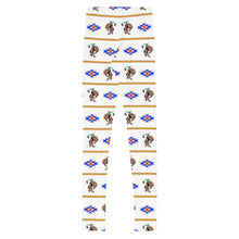 Load image into Gallery viewer, Cowboy Bronc Rider Aztec - White Youth Leggings
