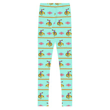 Load image into Gallery viewer, Cowgirl Bronc Rider Aztec - Turquoise Youth Leggings
