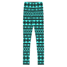 Load image into Gallery viewer, Aztec - Turquoise Youth Leggings
