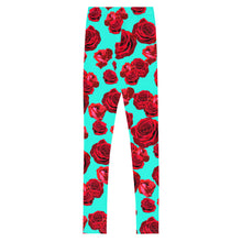 Load image into Gallery viewer, Rose - Turquoise Youth Leggings
