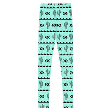 Load image into Gallery viewer, Cactus Aztec - Turquoise Youth Leggings
