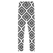 Load image into Gallery viewer, Aztec Black &amp; White Youth Leggings
