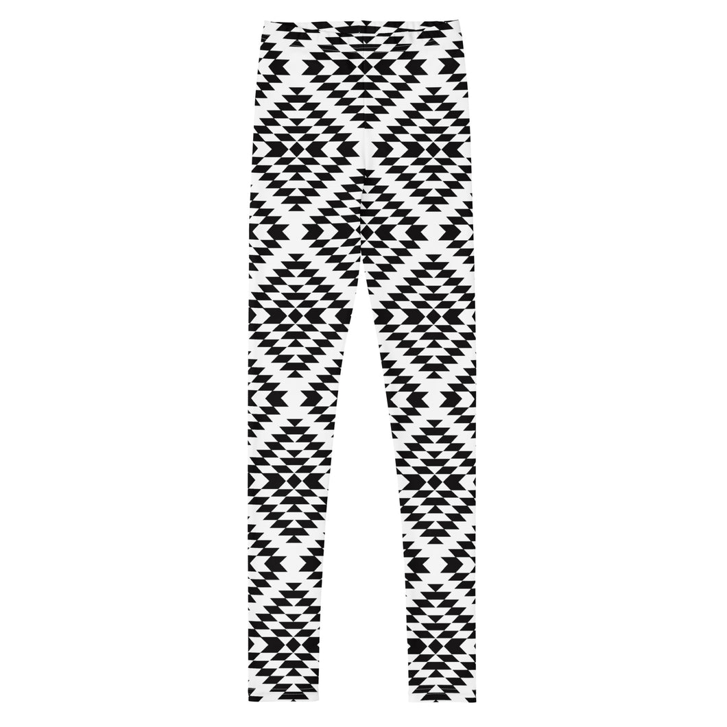 Aztec Black & White Youth Leggings