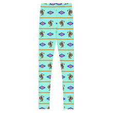 Load image into Gallery viewer, Cowboy Bronc Rider Aztec - Turquoise Youth Leggings
