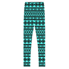 Load image into Gallery viewer, Aztec - Turquoise Youth Leggings
