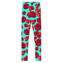 Load image into Gallery viewer, Rose - Turquoise Youth Leggings
