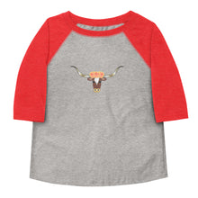 Load image into Gallery viewer, Floral Longhorn - Toddler 3/4 shirt
