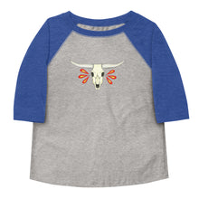 Load image into Gallery viewer, Longhorn Skull Toddler baseball shirt
