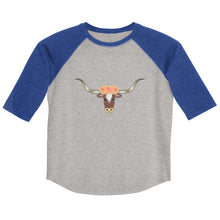 Load image into Gallery viewer, Floral Longhorn - Youth 3/4 shirt
