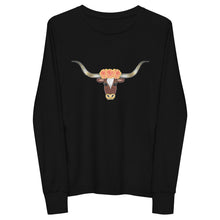 Load image into Gallery viewer, Floral Longhorn - Youth long sleeve tee
