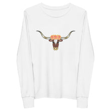 Load image into Gallery viewer, Floral Longhorn - Youth long sleeve tee
